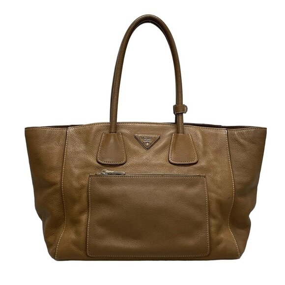 Auth PRADA - Brown Leather Tote Bag - Picture 2 of 16